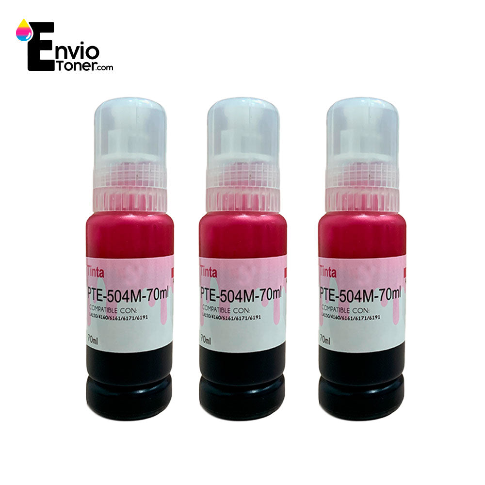 Kit 3 Tintas Magenta Compatible Epson T504M L4150 L4160 504