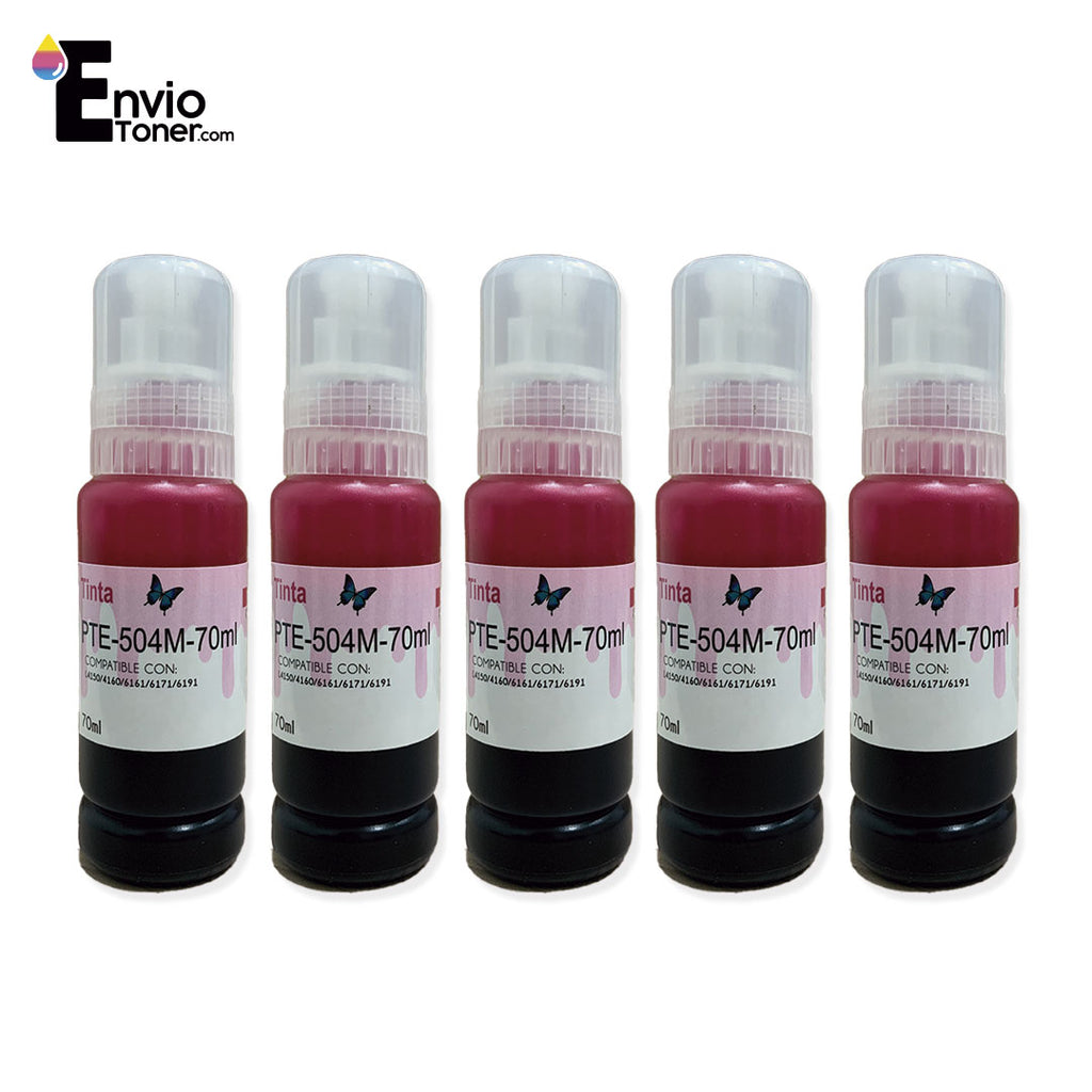 Kit 5 Tintas Magenta Compatible Epson T504m L4150 L4160 504