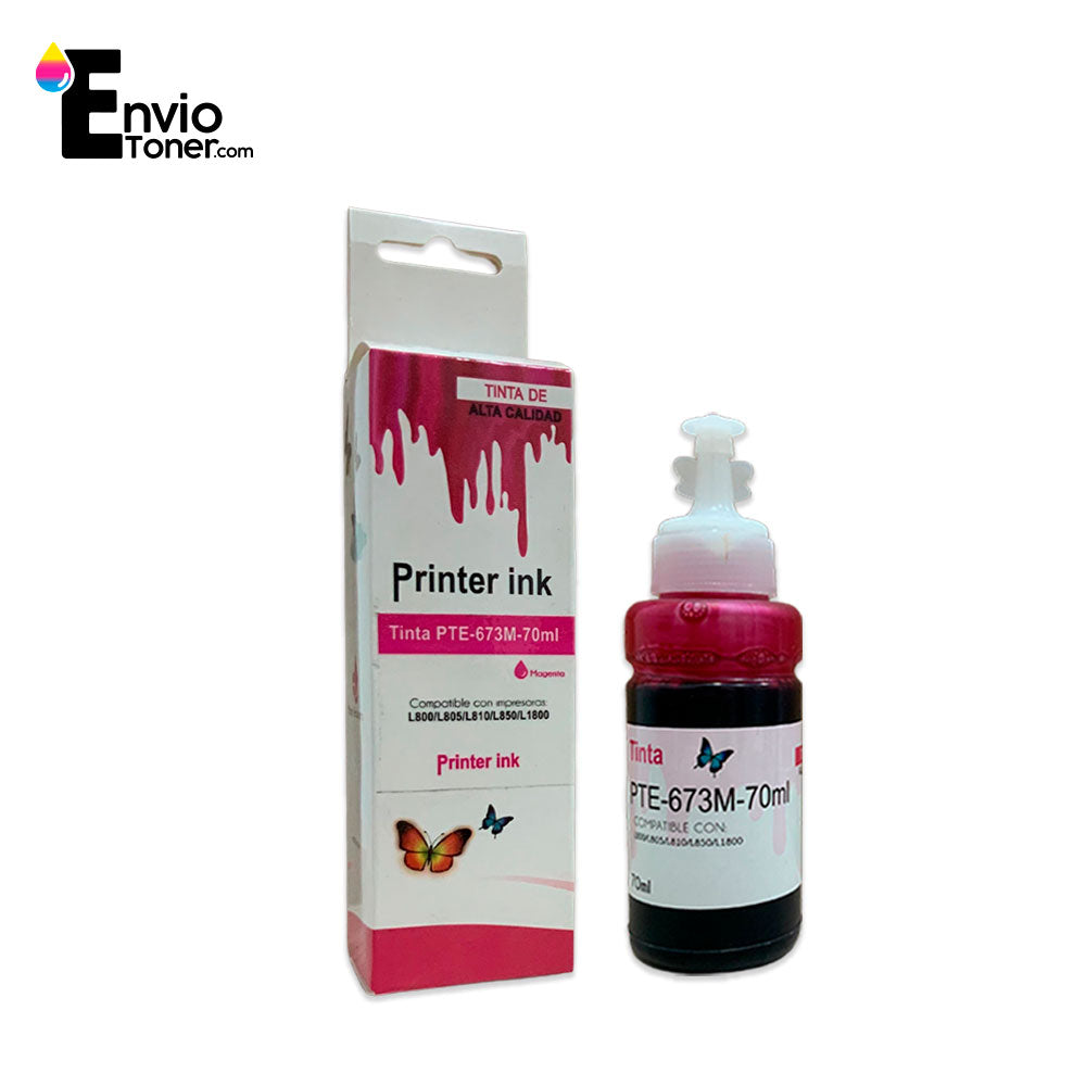 Kit 2 Tintas Magenta Compatible Epson T673m L1800 L800 673