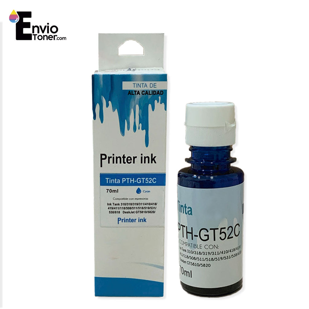 Kit 4 Tintas Compatible Con Hp Gt52 Cian 115 410 319 Gt52c