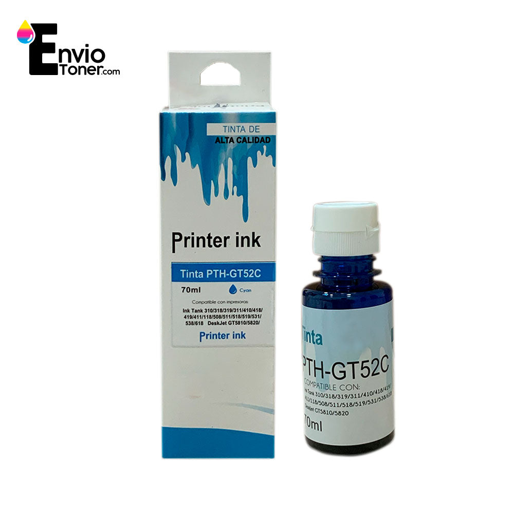 Kit 5 Tintas Compatible Con Hp Gt52 Cian 115 410 319 Gt52c