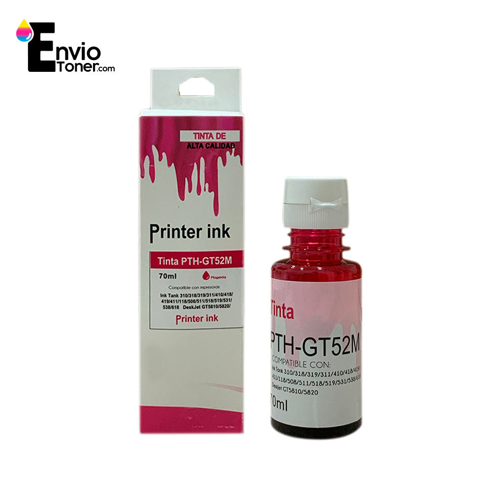 Kit 4 Tintas Compatible Con Hp Gt52 Magenta 410 415 Gt52m