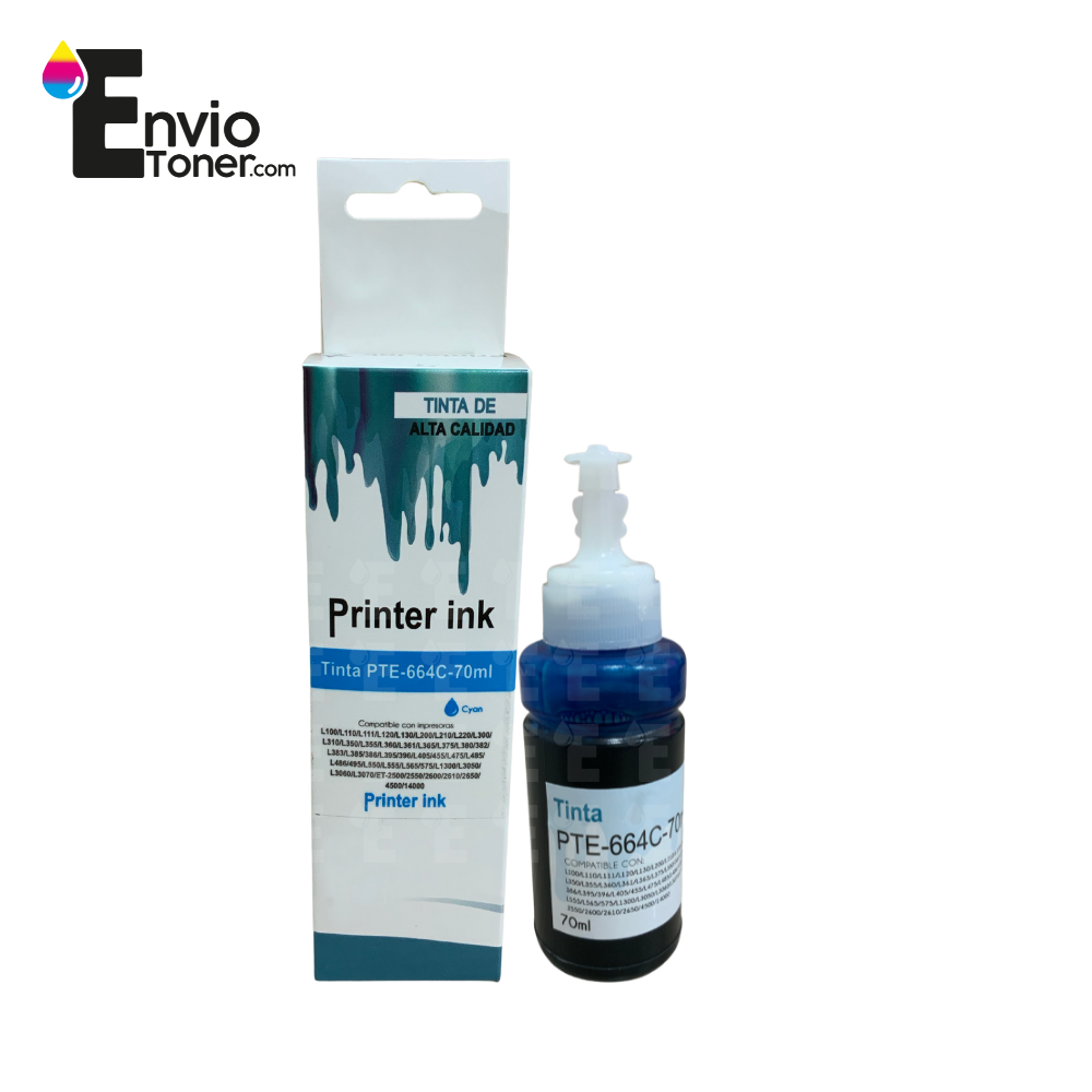 Kit 4 Tintas Cian Compatible Epson T664C L110 L120 L200 664