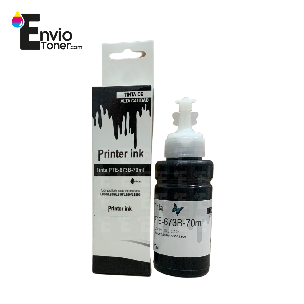 Kit 5 Tintas Negro Compatible Epson T673b L1800 L800 673