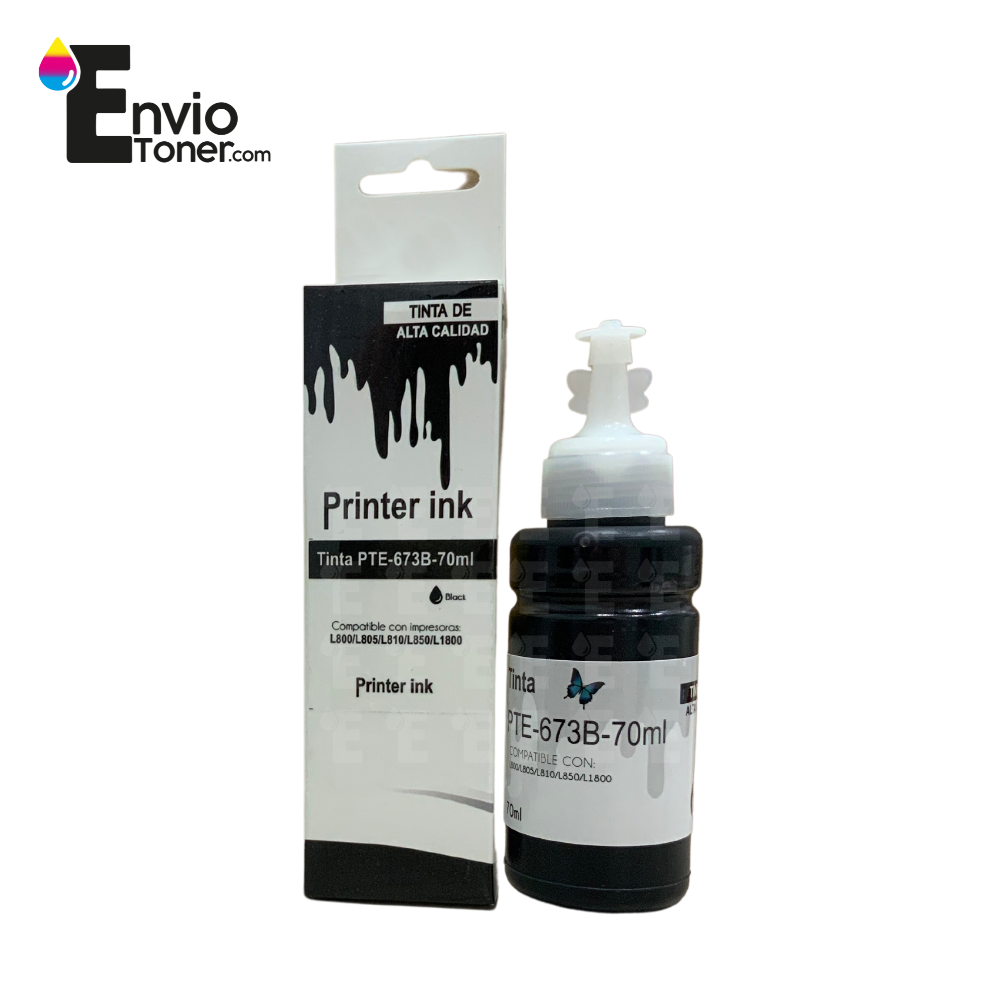 Kit 2 Tintas Negro Compatible Epson T673b L1800 L800 673